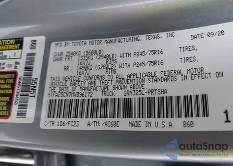 2021 Toyota Tacoma Sr5 V6 z USA, uszkodzony, nr VIN 5TFAZ5CN7MX096172